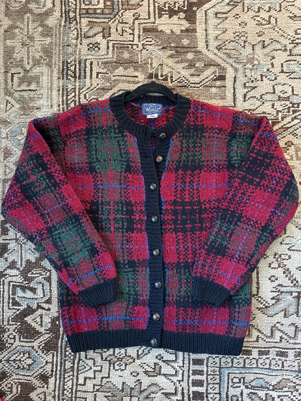 Vintage Woolrich 100% Wool Plaid Grandpa Cottagecore Cardigan Sweater Women’s L